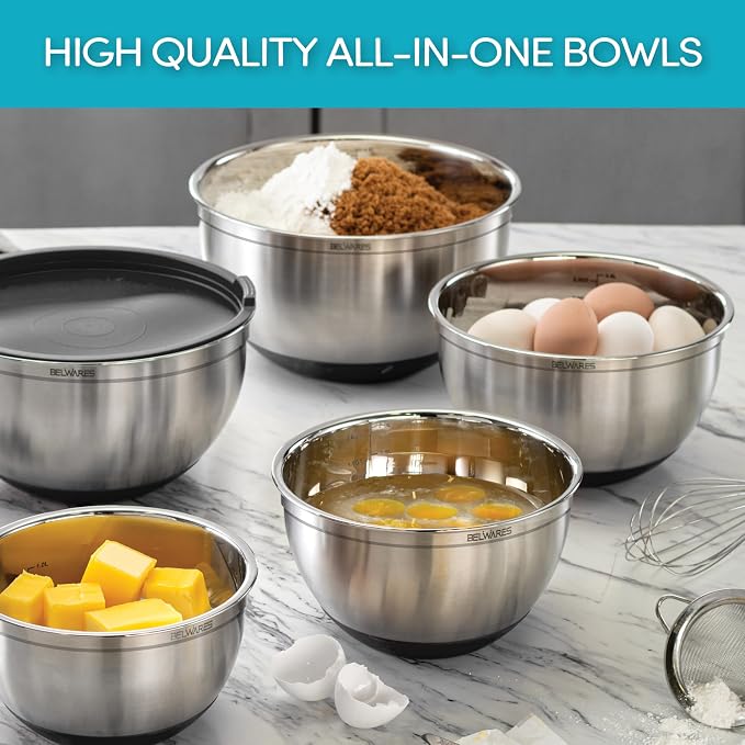 Belwares Mixing Bowls with Lids Set of 5 - Image 4