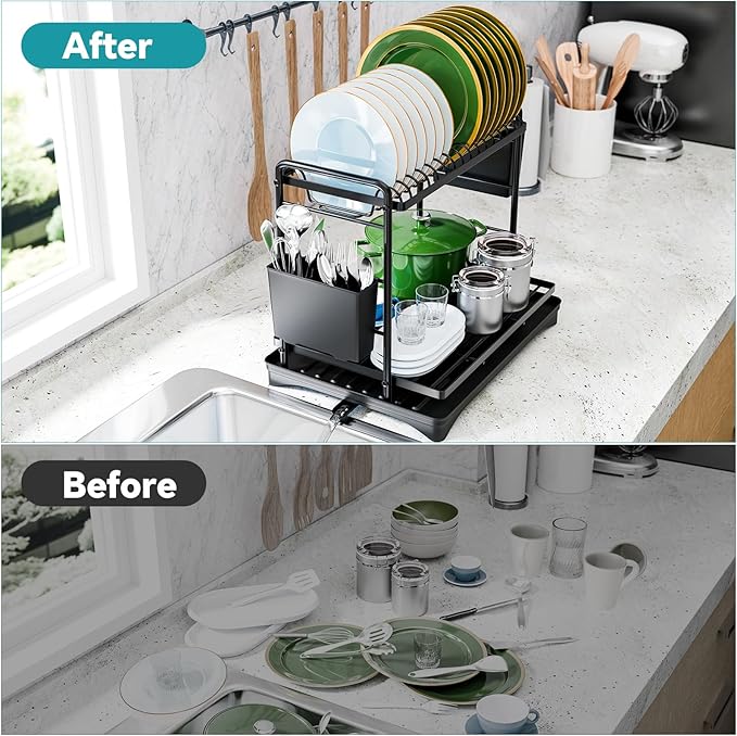 Simple Trending Dish Drying Rack, 2-Tier Dish Rack - Image 5