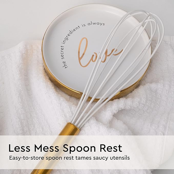 White Utensil Holder with Built-In Ceramic Spoon Rest - Image 6