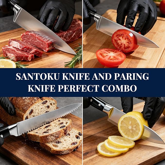 Knife Set, 15 Piece Premium Kitchen Knife Block Set, Razor-Sharp, High Carbon - Image 7