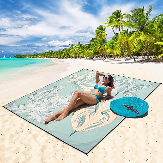 HIHOHO Beach Blanket Waterproof Sandproof Extra Large Beach Mat 79" X - Image 5