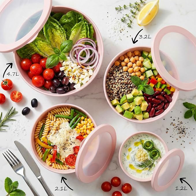 BoxedHome Mixing Bowls with Lids Set, 4 Packs BPA-Free Plastic Prep Bowls - Image 3