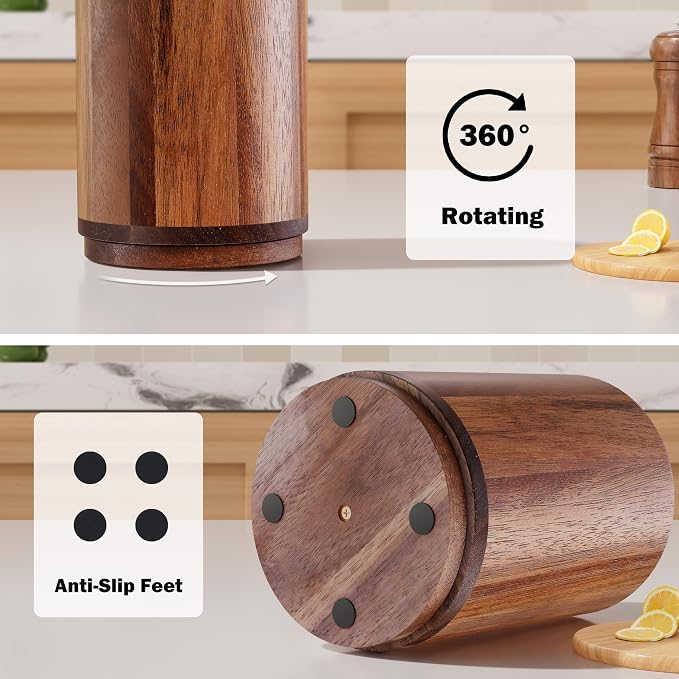 Utensil Holder, Acacia Wood Kitchen Utensil Holder - Image 6