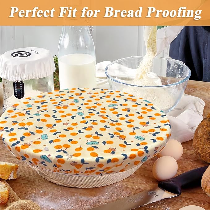 OHIYO Reusable Beeswax Bowl Covers, Elastic Cotton Cloth Sourdough Bread Cover - Image 5
