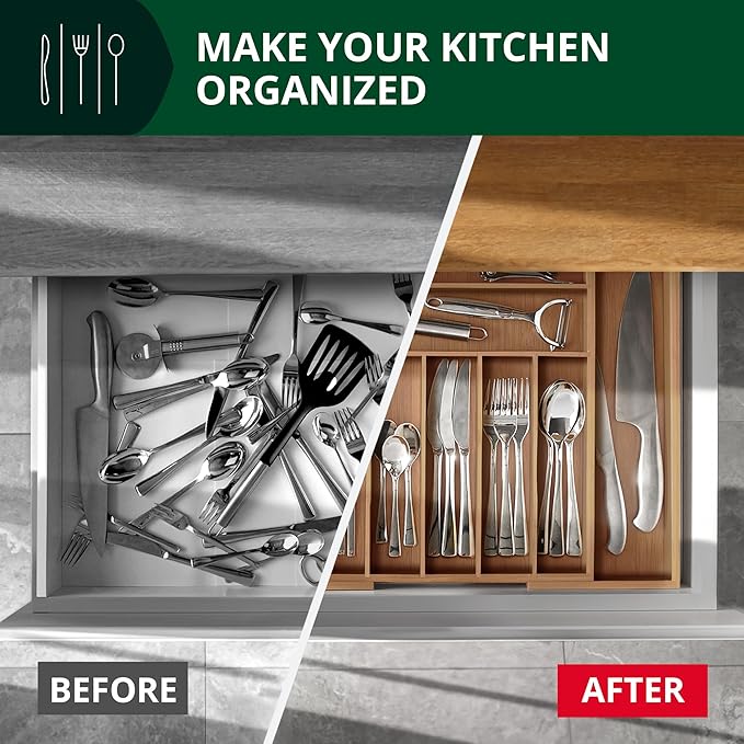 ROYAL CRAFT WOOD Luxury Bamboo Kitchen Drawer Organizer - Image 6