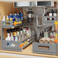 2-Pack 19"Deep Under Sink Organizer And Storage, 2-Tier L-Shaped Pull Out by UnderSinkOrganizer