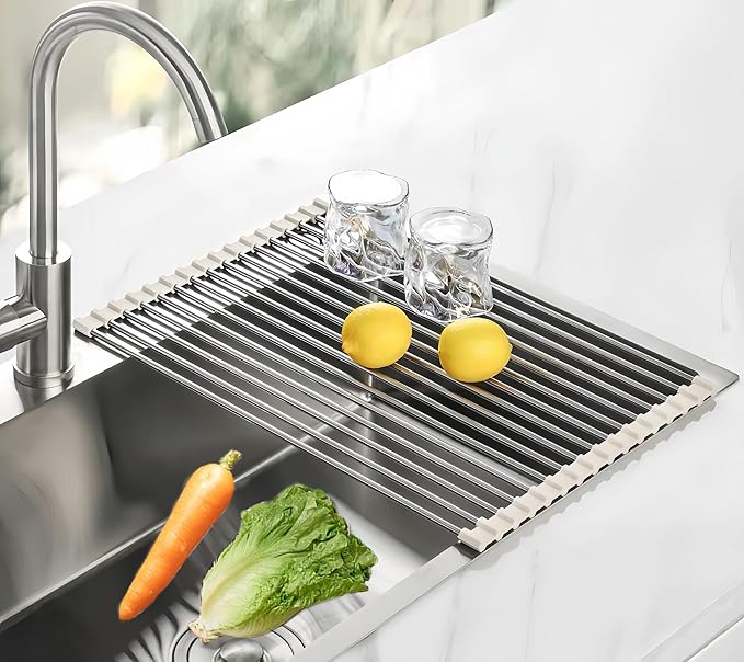 Roll Up Dish Drying Rack, 17.7" x 15.8" Over The Sink Dish Drying Rack by Sayehuanye