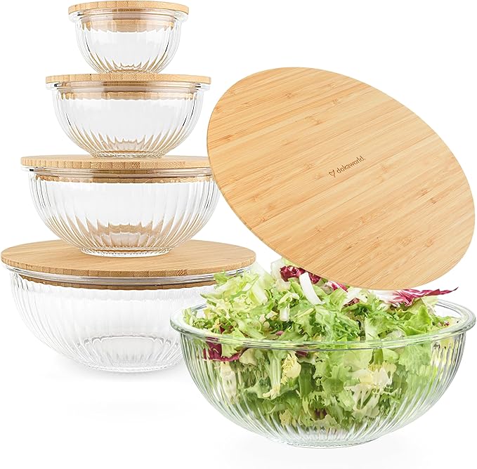 Stackable Space-Saving Set of 5 Nesting Glass Bowls - Image 9