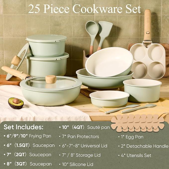 CAROTE 25pcs Pots and Pans Set Non Stick, Cookware Sets, Kitchen Set, - Image 2