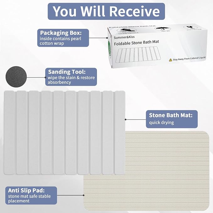 Foldable Stone Bath Mat, Quick Dry Stone Drying Mats - Image 4
