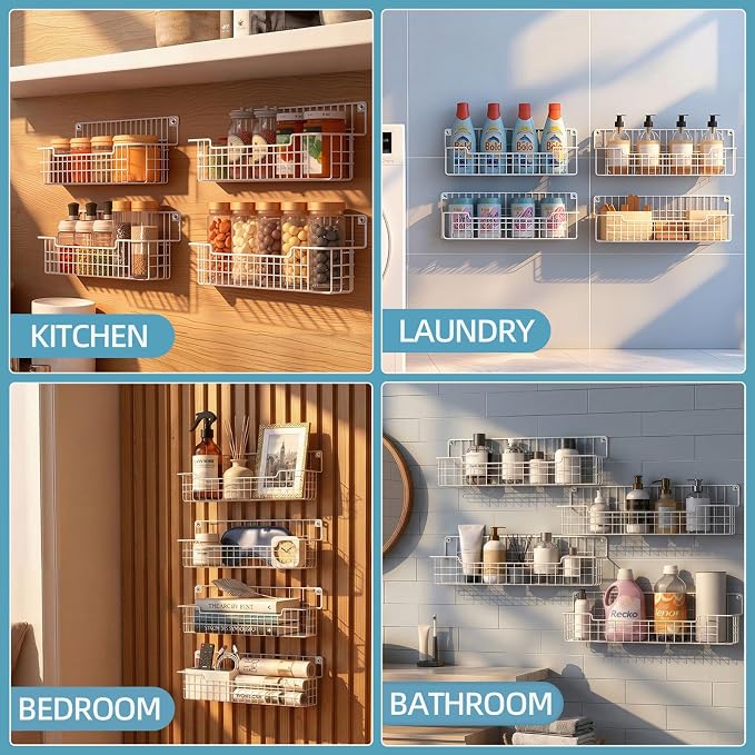 Spice Rack Wall Mount 4 Pack, Metal Wall Mounted Spice Rack Organizer - Image 8