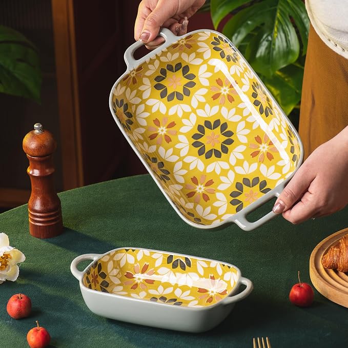 ONCCI Ceramic Baking Dish Set, 2-Piece Hand-painted Porcelain Rectangular - Image 3