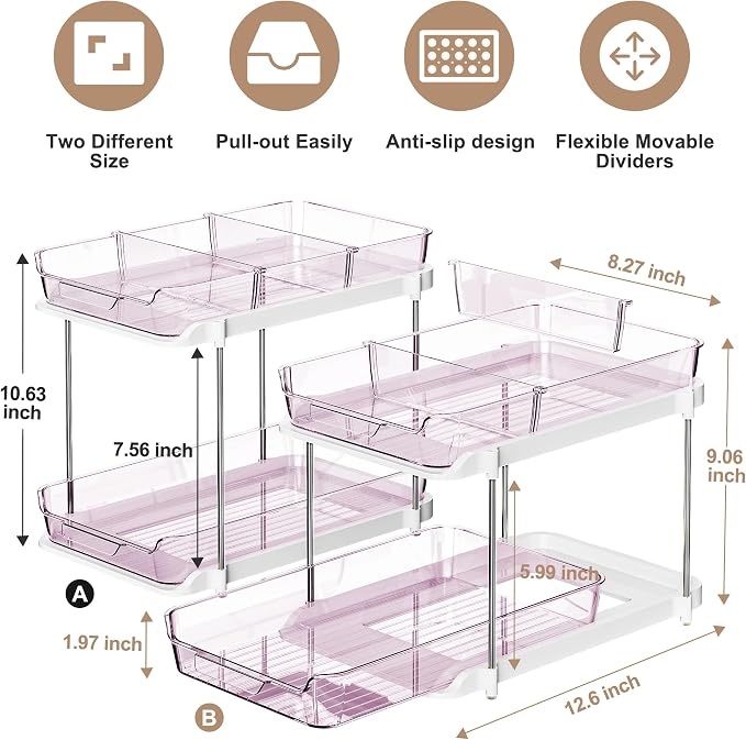 Delamu 2-Tier Multi-Purpose Bathroom Under Sink Organizers and Storage - Image 2