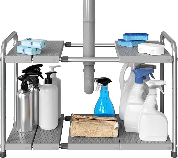 Simple Houseware Under Sink 2-Tier Heavy Duty Expandable Rack Organizer by SimpleHouseware