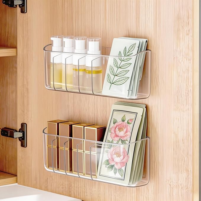 PAVSTINE 2 Pack Adhesive Medicine Cabinet Organizer, No Drilling Narrow by PAVSTINE