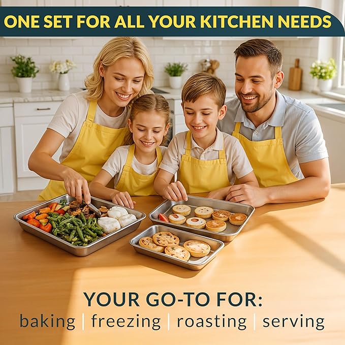 Baker’s Signature Stainless Steel Cookie Sheet Pan, Stainless Steel Baking - Image 7
