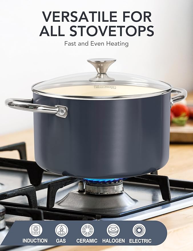 MICHELANGELO 6 QT Ceramic Stock Pot - Image 4