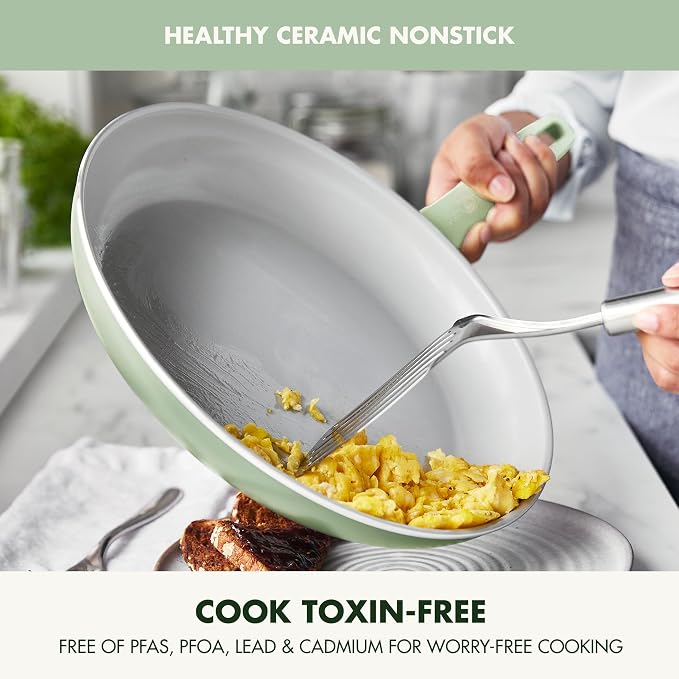 GreenPan Dover 12” Frying Pan Skillet, Non-Toxic PFAS-Free Ceramic Nonstick - Image 2
