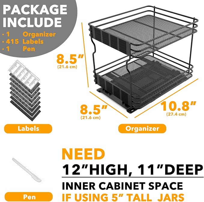 SpaceAid Pull Out Spice Rack Organizer - Image 6