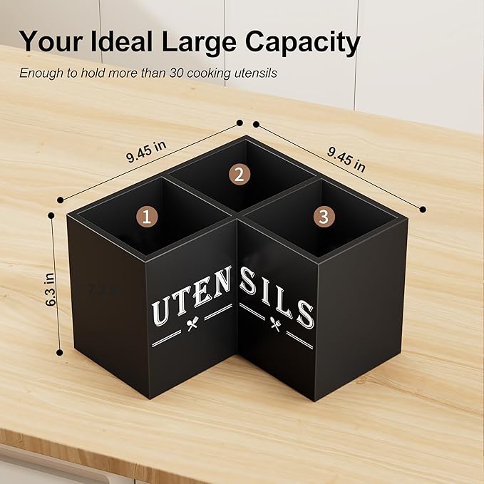 ZUJJAFY Utensil Holder for Kitchen Counter, Corner Kitchen Utensil Holder for - Image 2