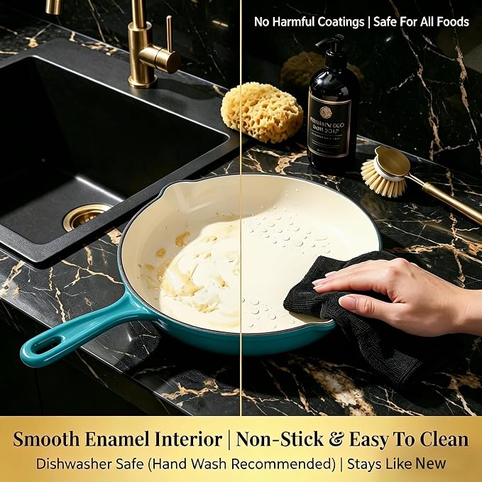 QuliMetal Enameled Cast Iron Cookware Set, 4-Piece Pots and Pans Set - Image 4