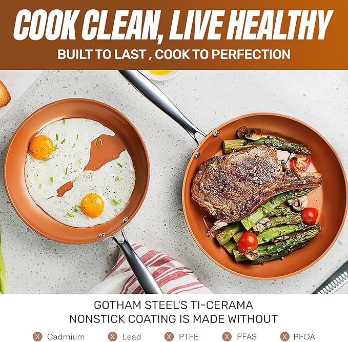 GOTHAM STEEL 15 Pc Ceramic Cookware Set, Ceramic Pots and Pans Set Non Stick - Image 4