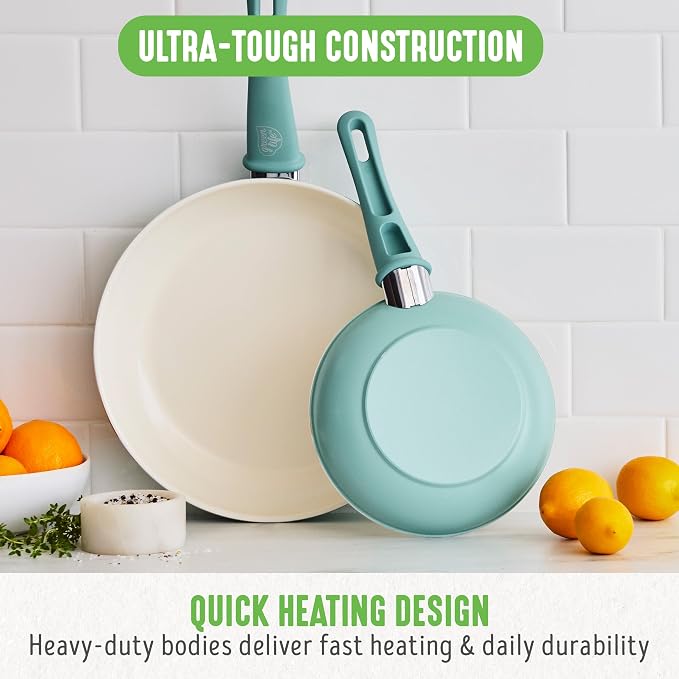 GreenLife Non Stick Fry Pan Set, Non-Toxic PFAS-Free Ceramic Skillets, - Image 8