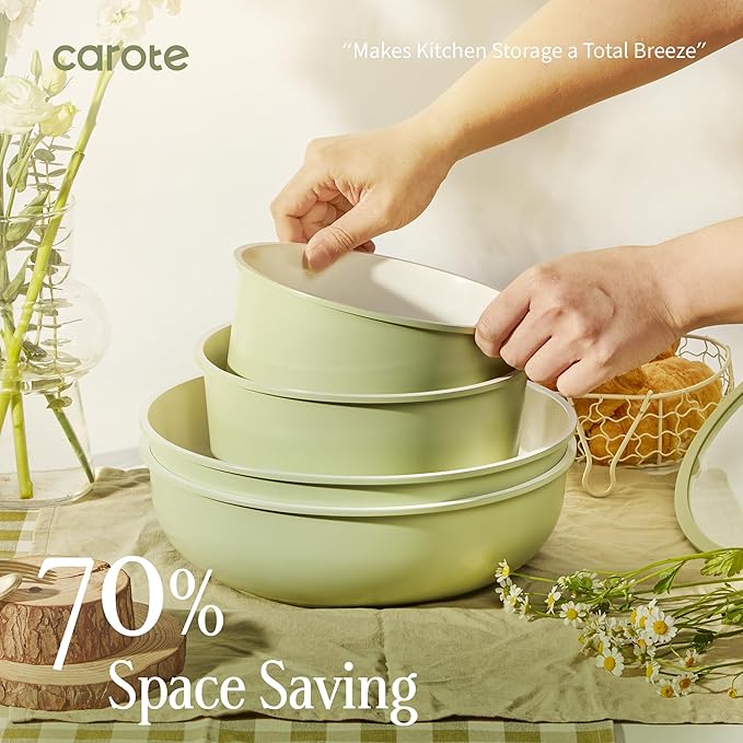 CAROTE 25-Piece Ceramic Cookware Set, Nonstick Pots and Pans Set - Image 6