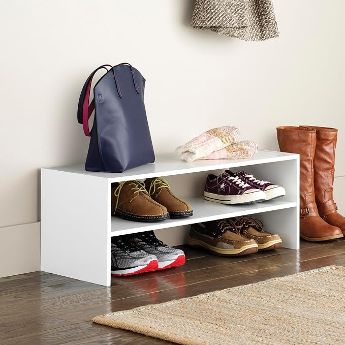 Whitmor Stackable 28" Extra Wide 2-Shelf Storage Organizer, Stackable Wood - Image 7