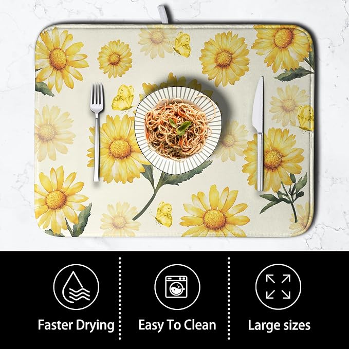 Yellow Sunflower Dish Drying Mat - Image 4