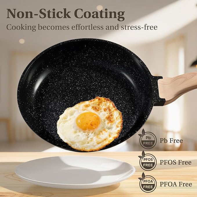 NEWBULIG 25-Piece Nonstick Cookware Set, Granite Pots and Pans - Image 4