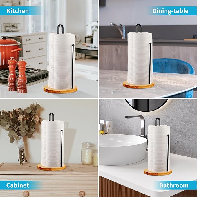 Wood Paper Towel Holder Countertop, TONLEA Kitchen Paper Towel Holder - Image 6