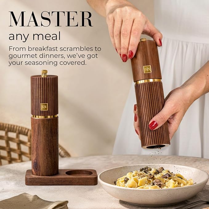 Wooden Salt and Pepper Grinder Set – Refillable Manual Salt and Pepper Mills - Image 9