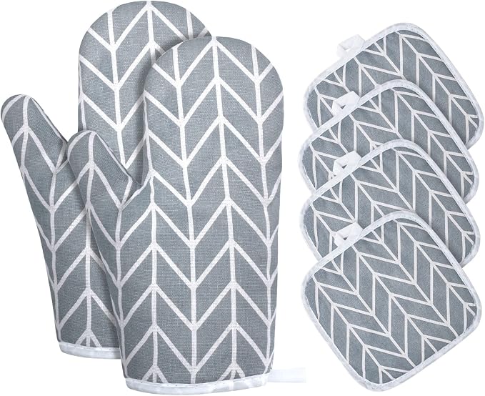 AUAUY Oven Mitts and Pot Holders 6PCS Set, 392°F Heat Resistant Cooking Gloves - Image 9