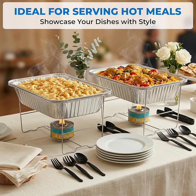 Disposable Chafing Dish Buffet Set – 6 Pack Half Size, Patented Foldable Wire - Image 2