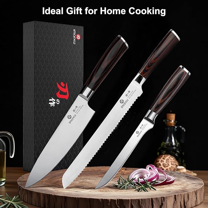 imarku 3 Piece Knife Set, Professional Japanese High Carbon Stainless Steel - Image 8