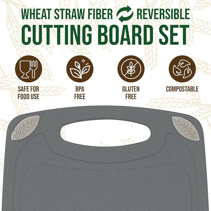 AXIOM CREATIONS 2-Piece Reversible Cutting Board Set Made from Natural Food - Image 2