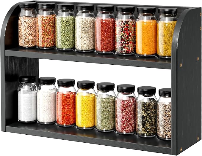 ROMGUAR CRAFT 2 Tier Bamboo Spice Rack, Countertop or Wall Mounting Wood Spice by ROMGUAR+CRAFT