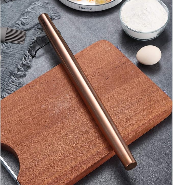 Berglander Rose Gold Rolling Pin, 16.7 Inches Stainless Steel Matte Finish - Image 3