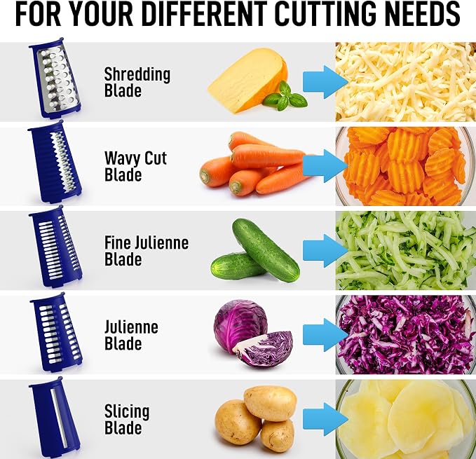 Zulay Kitchen Rotary Cheese Grater 5 Blade Cheese Shredder - Image 9