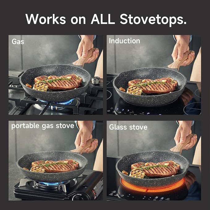 JEETEE 10 Inch Nonstick Frying Pan Stone Coating Cookware, Nonstick Omelette - Image 7