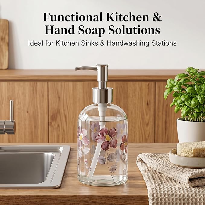 17oz Glass Soap Dispenser with Plastic Pump - Image 4