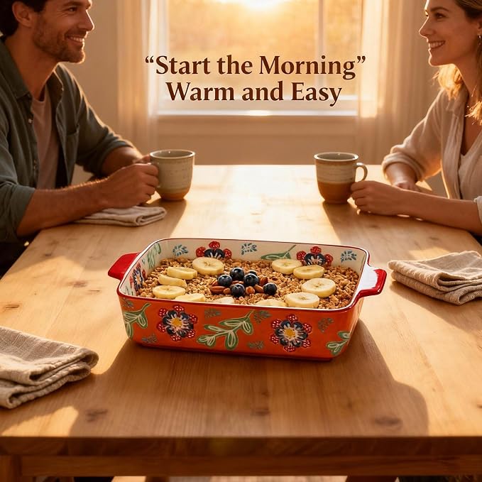 Ceramic Baking Dish Set of 2, 3QT & 1.2QT Stoneware Casserole Dishes - Image 7
