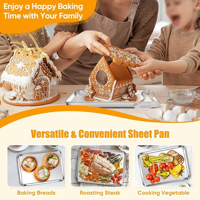 Homikit 1 Pack Baking Sheet, 10 x 8 Inch Stainless Steel Cookie Tray Set - Image 8