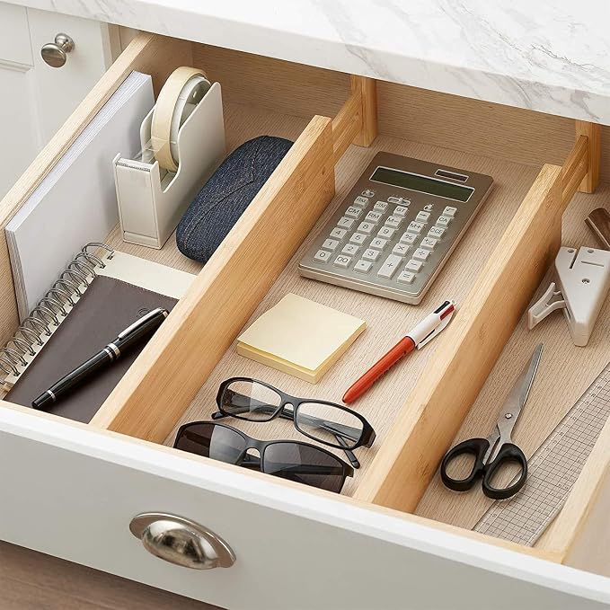 Fabsome Drawer Divider 6 Pack, Bamboo Dresser Organizers - Image 3