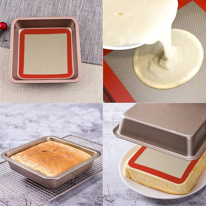 Square Silicone Baking Mats for 9 Inch Cake Pan, 8.5" Food Grade Non-stick - Image 4