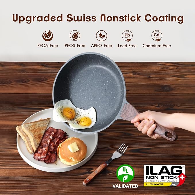 SENSARTE Nonstick Frying Pan Skillets, Swiss Granite Coating Omelette Pans - Image 2