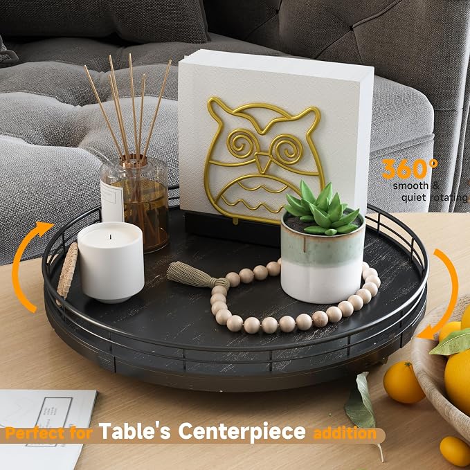 12" Oak Bathroom Vanity Tray Turntable - Image 3