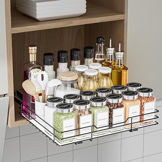 BOIVSHI Spice Rack Organizer for Cabinet, 1 Tier Pull Out Spice Rack, Spice - Image 2