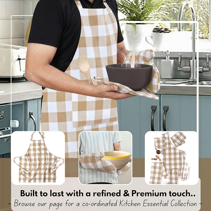Native Fab Buffalo Plaid Check Oven Mitts and Pot Holders Set of 4, 100% Cotton - Image 2